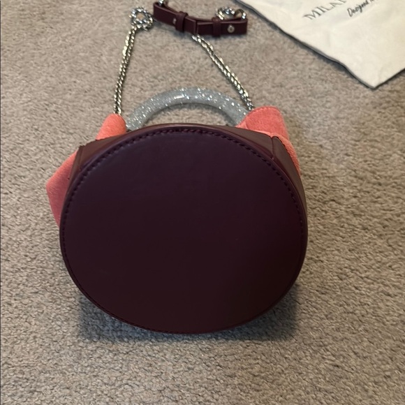 Milanblocks Coral and Burgundy Suede Bag - Picture 9 of 15